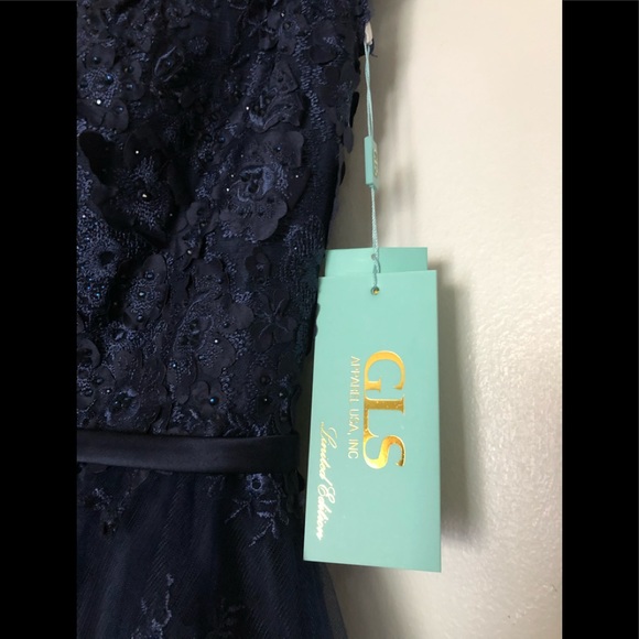 Elizabeth K GLS Formal dress New with Tags Hand Beaded prom party shoulder off - Picture 14 of 15